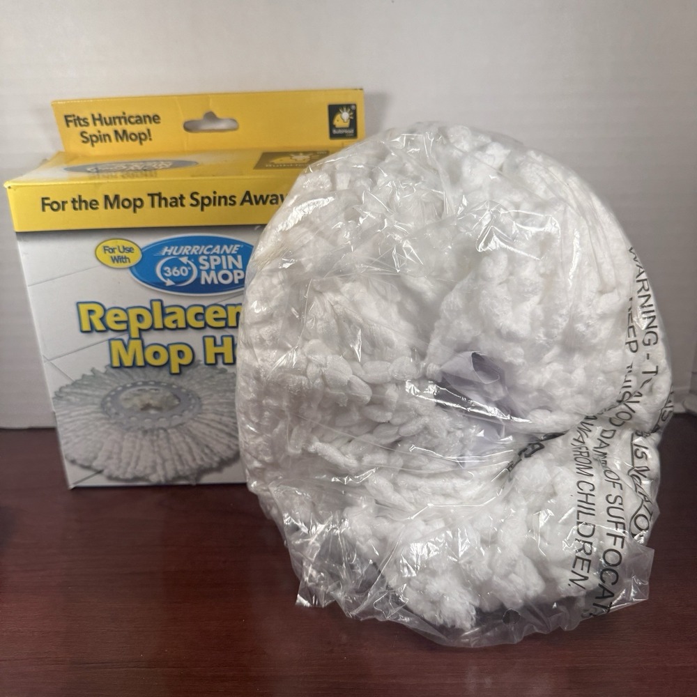 Hurricane 360 Spin Mop Replacement Mop Head White Microfiber 8172-6 New
